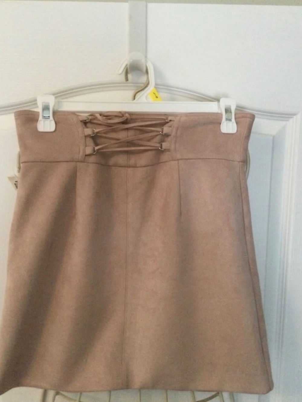 Faux suede rose coloured faux suede skirt